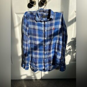 Ralph Lauren Blue and White Plaid Casual Shirt